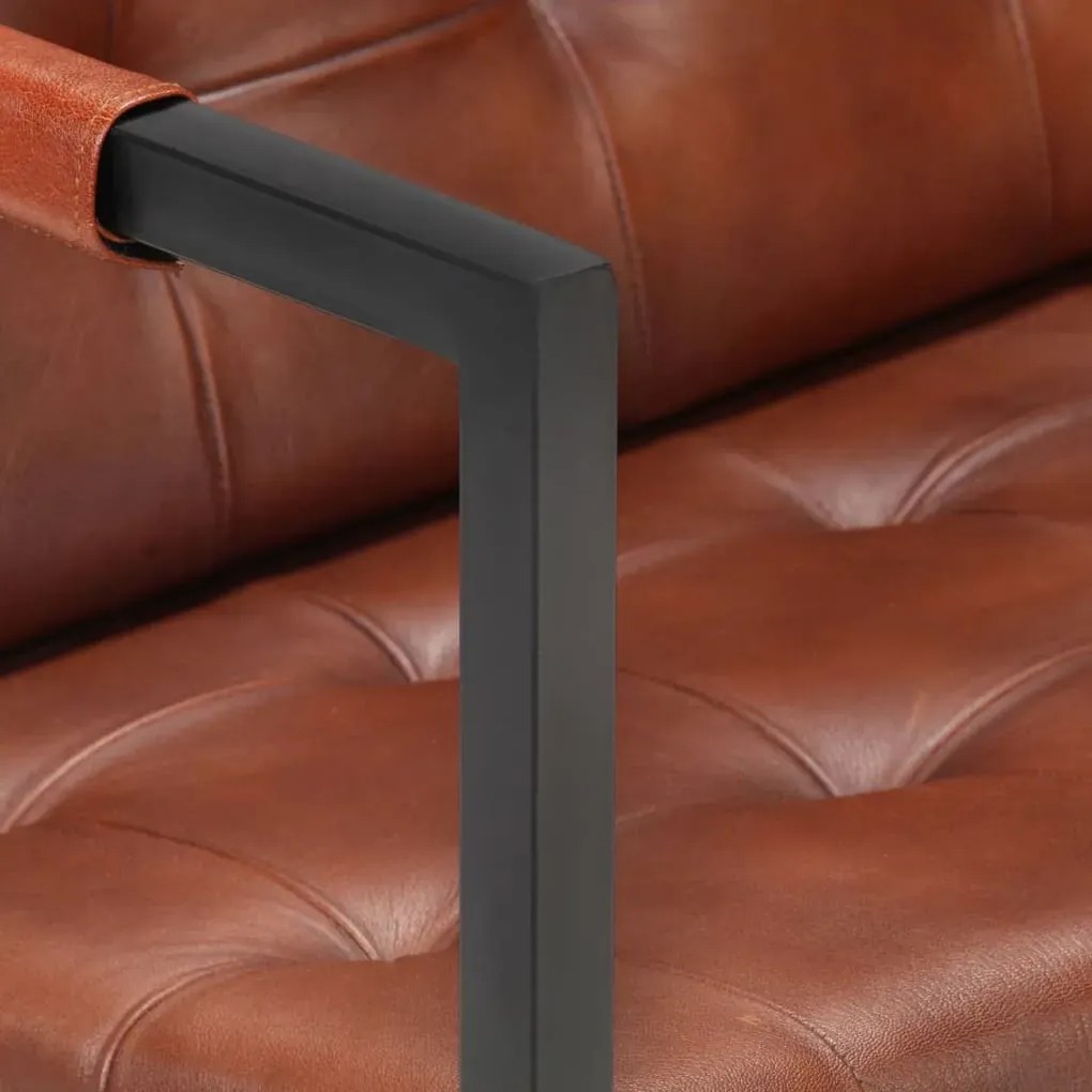 Brązowa sofa 3-osobowa ze skóry koziej – Bienee
