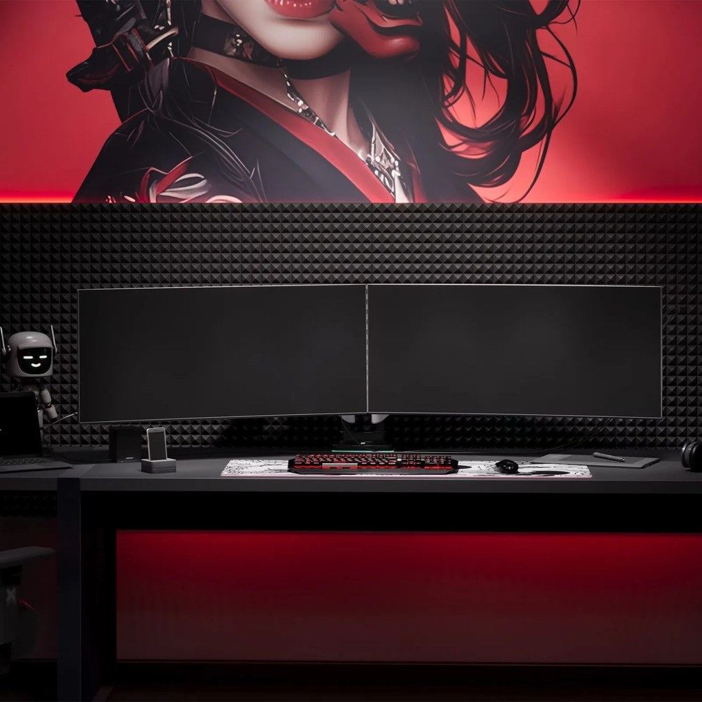 Uchwyt regulowany na 2 monitory 35 cali RGB Diablo X-Arm Dual, biało-czarny