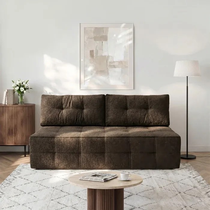 Sofa z Funkcją Spania MORANA Mocca Boucle Nowoczesna