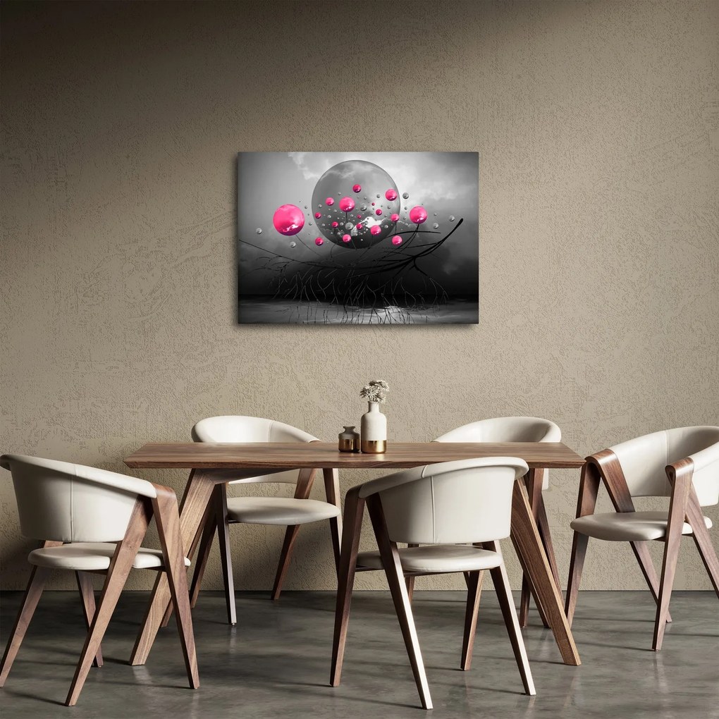 Obraz różowych abstrakcyjnych kul (70x50 cm)