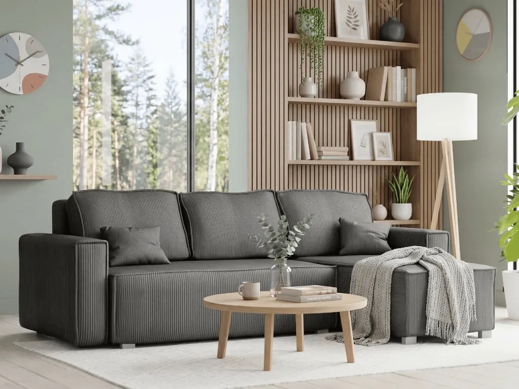 Rozkładana narożna sofa SMART COSARO szara, dwustronna + 2 poduszki GRATIS