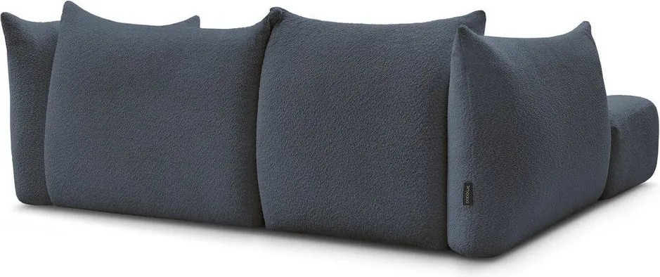 Ciemnoniebieski narożnik z materiału bouclé (lewostronny/z szezlongiem) Azra – Bobochic Paris