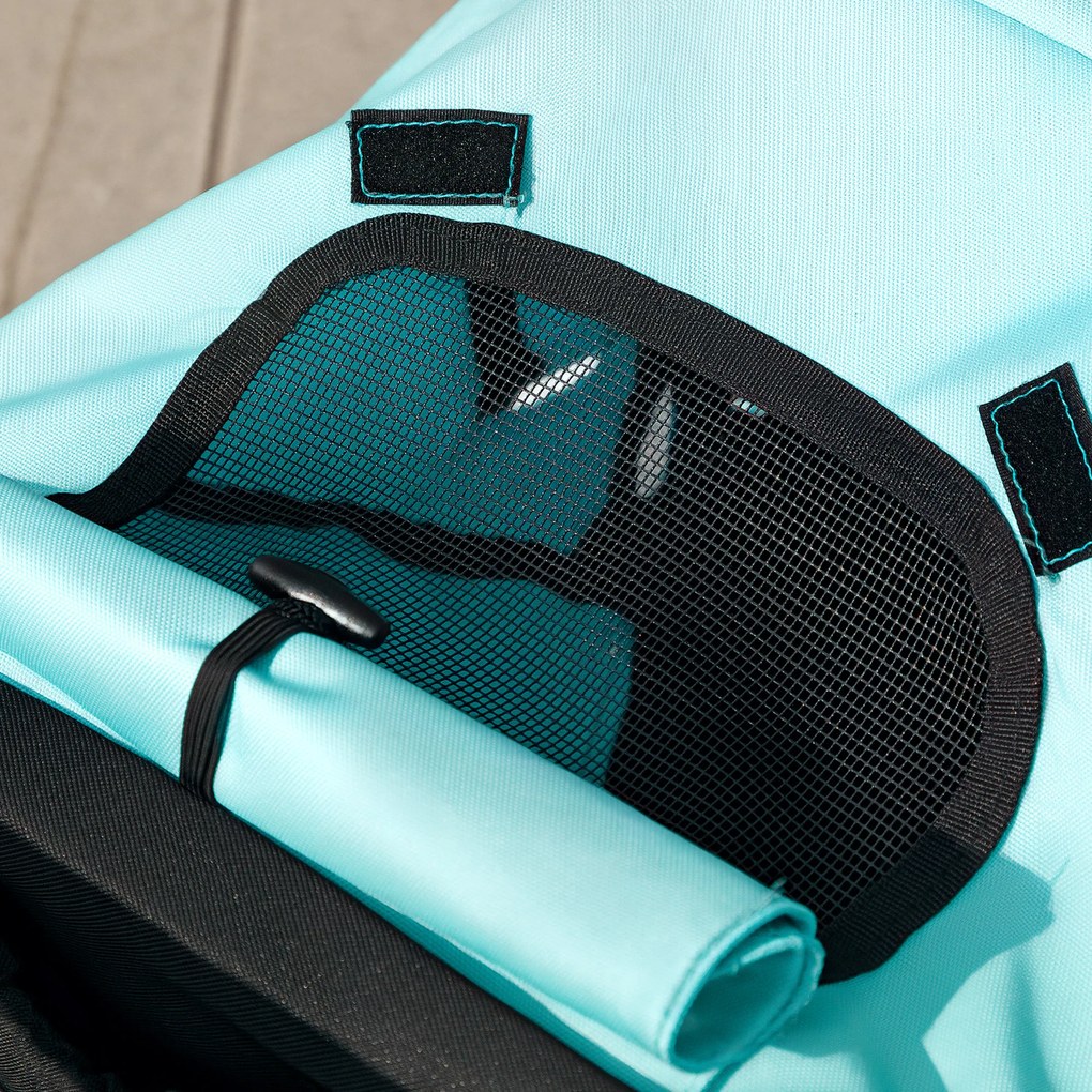 PawHut Wózek dla psów i kotów, do 10 kg, z koszem na akcesoria, systemem składania jednym kliknięciem, Turkus