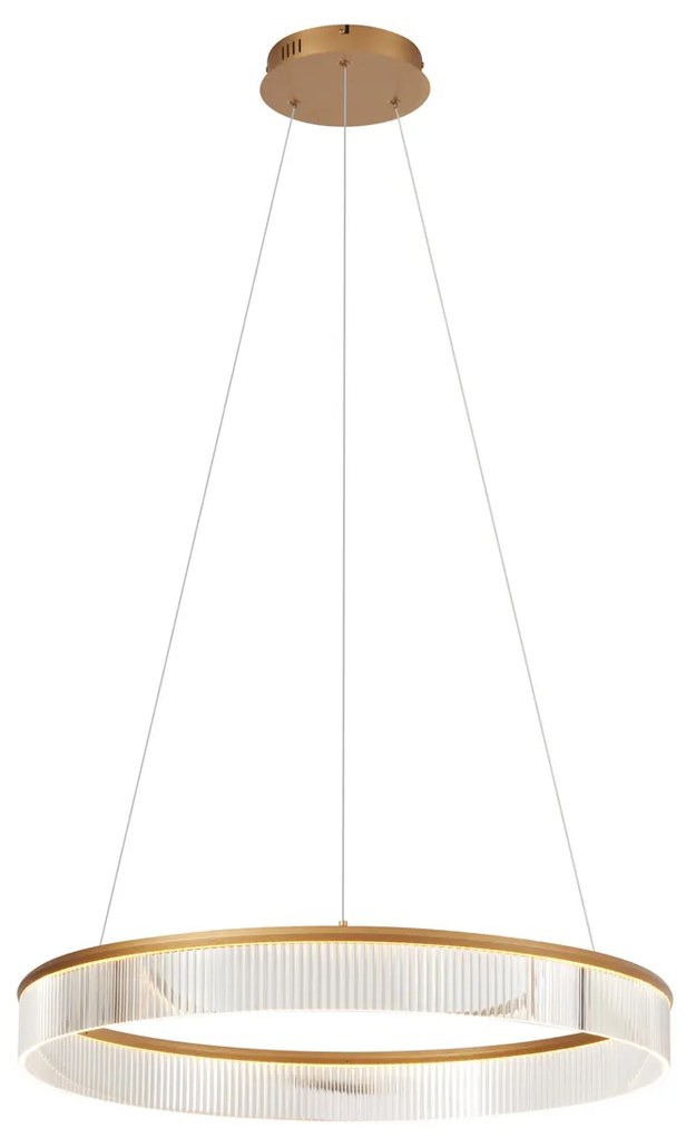 Nowoczesna lampa wisząca mosiężna 78 cm z LED z 3-stopniową regulacją ściemniania - Żyrandol Anello Nowoczesny Oswietlenie wewnetrzne