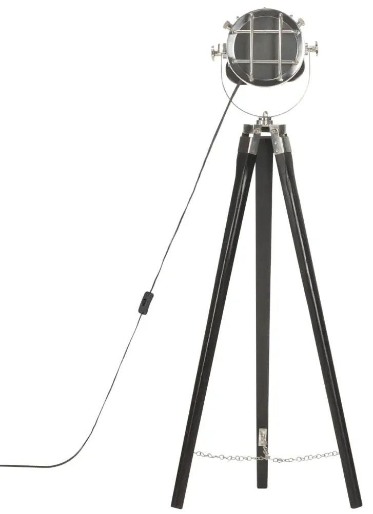 Czarna lampa stojąca retro drewniana EX191 C6-R26