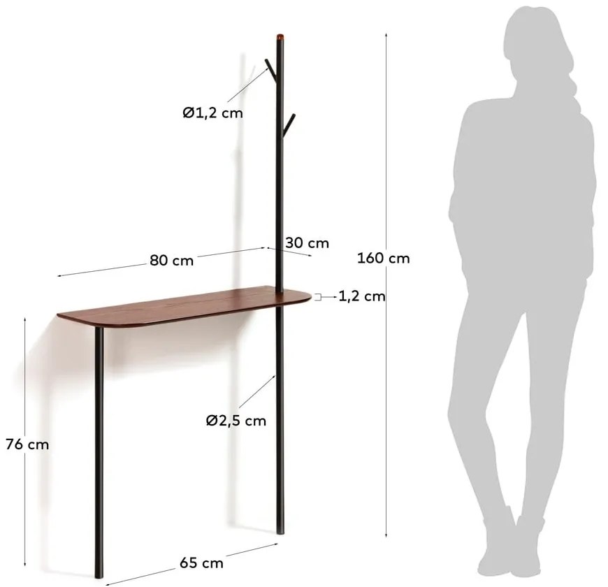 Stolik z wieszakiem Kave Home Marcolina, 80x160 cm