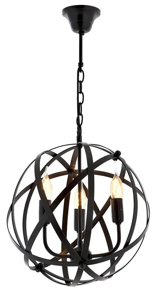 Żyrandol na łańcuchu IRONBALL 3xE27/40W/230V czarny