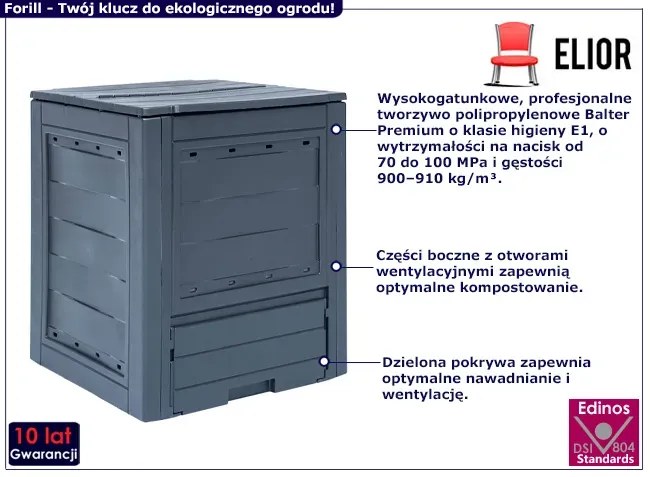 Pojedynczy szary kompostownik ogrodowy - Forill 5X