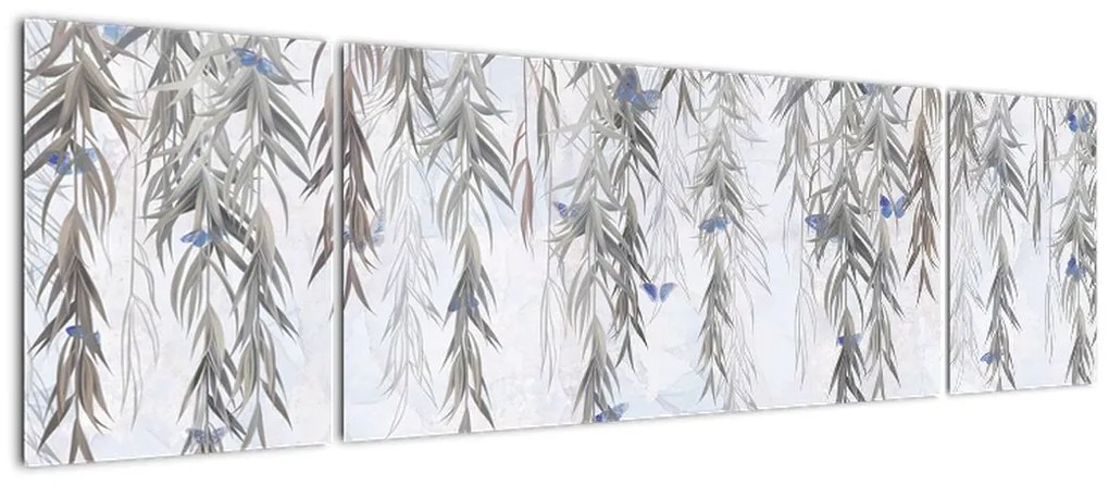 Obraz - Gałązki wierzby z motylami (170x50 cm)