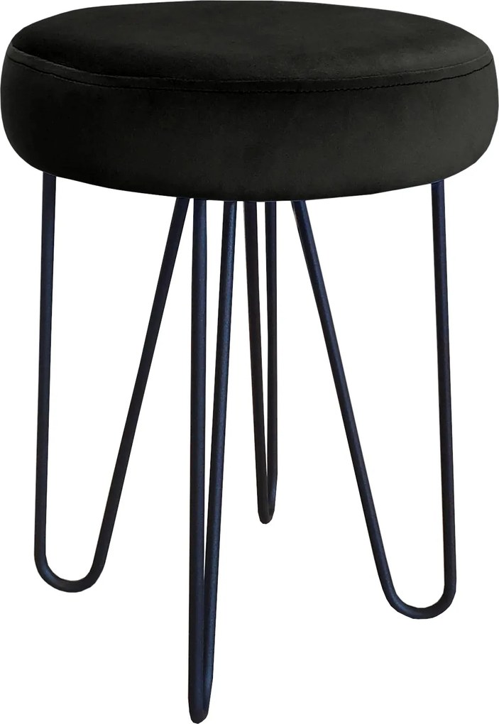 Taboret Venus tkanina Welur stelaż metalowy STOŁEK LOFT : Kolor Stelaża - Czarny , Kolor tkaniny - VELVET - MG19, Typ tkaniny - Velvet