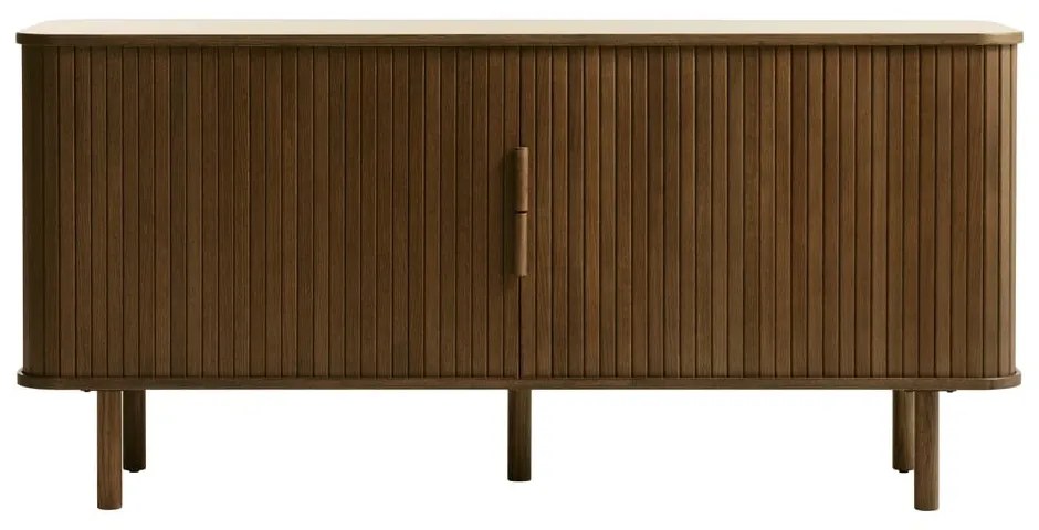 Brązowa niska komoda w dekorze dębu z drzwiami przesuwnymi 76x160 cm Cavo – Unique Furniture