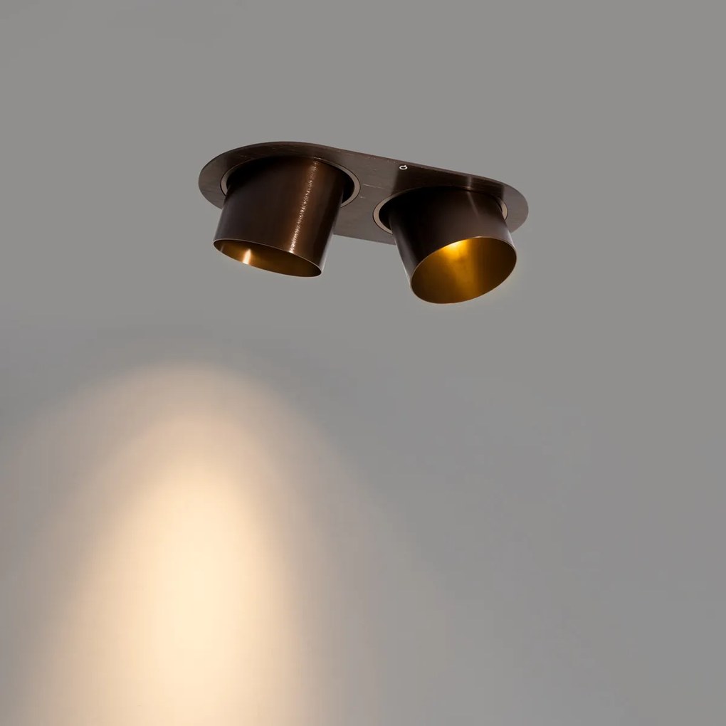 Okrągły podtynkowy reflektor ciemny brąz GU10 70 mm, regulowany, 2-punktowy - Installa