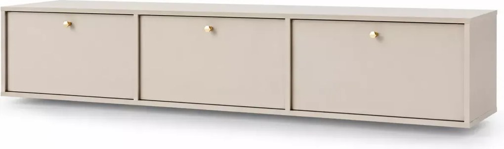 Wisząca szafka RTV Daily 180 cm 3-drzwiowa beż / eukaliptus / czarna