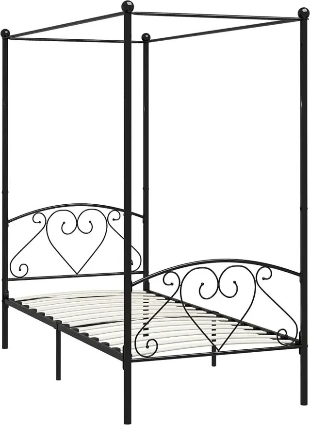 Czarne metalowe łóżko z baldachimem 100x200 cm K3-Z68