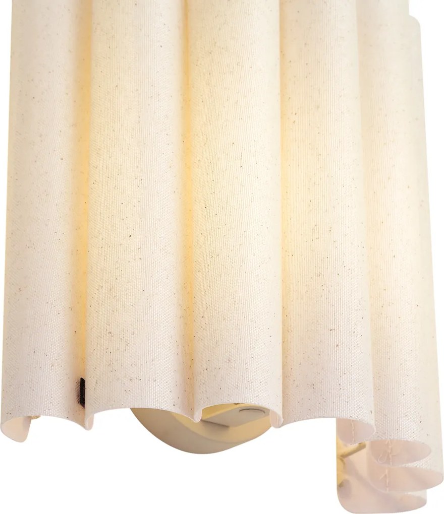 Lampa ścienna Japandi beżowa z lnem 26cm - Scallop