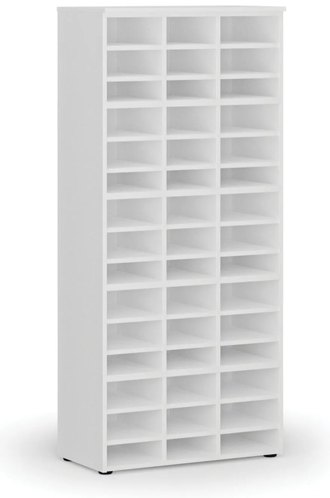 Regał sortujący PRIMO WHITE, 800 x 420 x 1781 mm, 45 przegród, biały