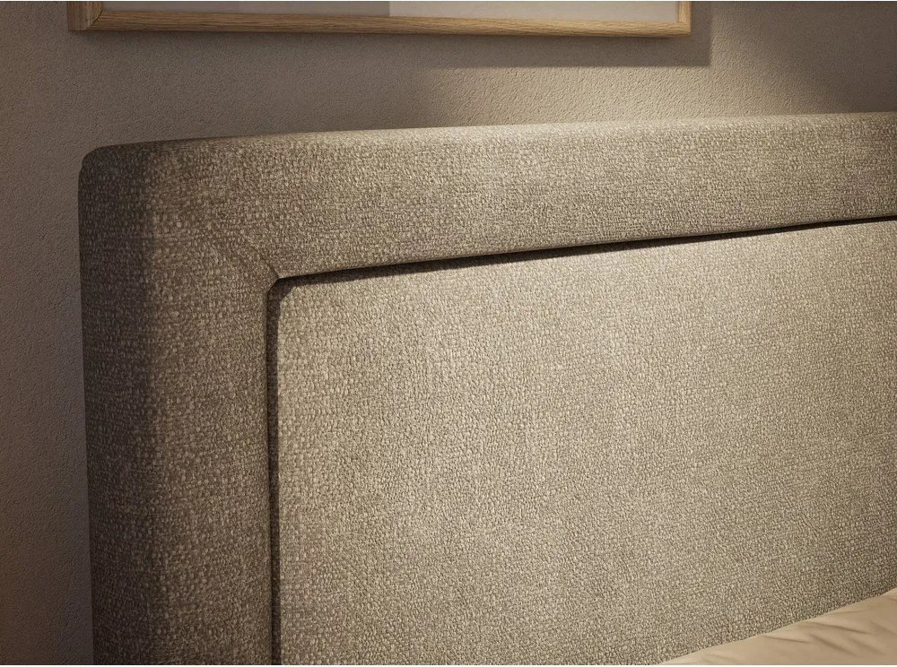 Szarobeżowe łóżko kontynentalne ze schowkiem 200x200 cm Fresco – Maison de Rêve