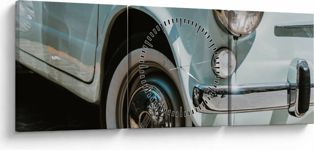 Obraz - Fiat retro samochód (z zegarem) (90x30 cm)