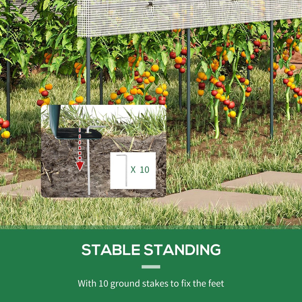 Outsunny Daszek ochronny dla roślin, półokrągły dach, stalowy stelaż, wytrzymała plandeka, biały, 4x1,2x1,7m | Aosom PL