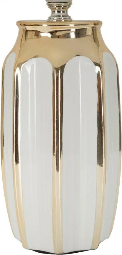 Ceramiczna lampa stołowa w biało-złotym kolorze z tekstylnym kloszem (wysokość 40,5 cm) Cassy – Mauro Ferretti