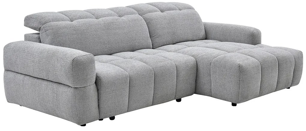 Kanapa narożna z funkcją relaksu, prawostronna, z funkcją relaksu i elektrycznie wysuwanym siedziskiem w szarym materiale CARIALA
