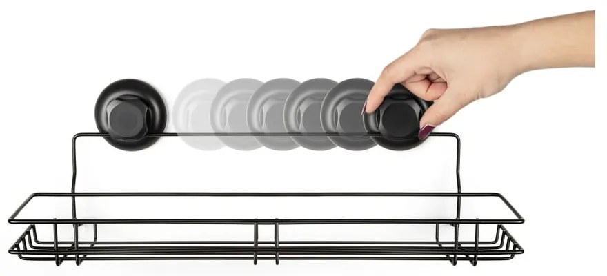 Czarna samoprzylepna półka kuchenna Compactor Bestlock Black Kitchen Shelf, 45,5x12 cm