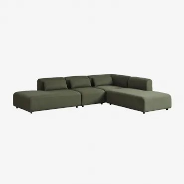 Sofa Modułowy Narożny 4-częściowy Z Podwójnym Szezlongiem Fogler Tkanina Baranek Boucle Żółty Curri - Sklum