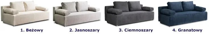 Granatowa sztruksowa sofa rozkładana - Arna