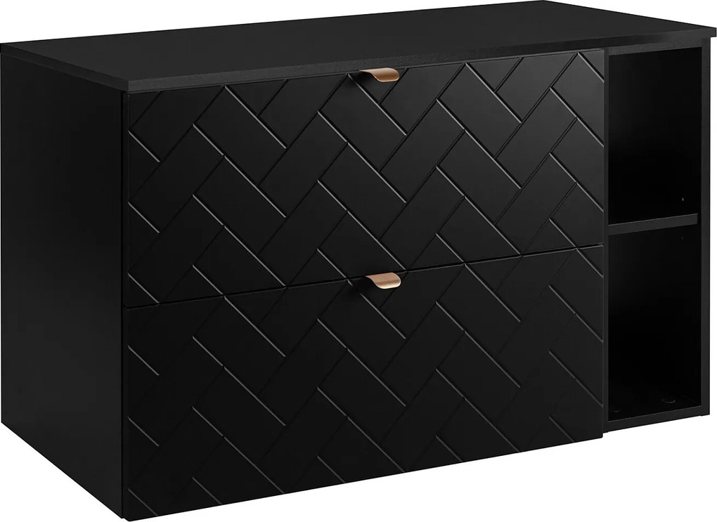 Meble łazienkowe, Czarny Mat, 100 x 57 x 46 cm, złote uchwyty