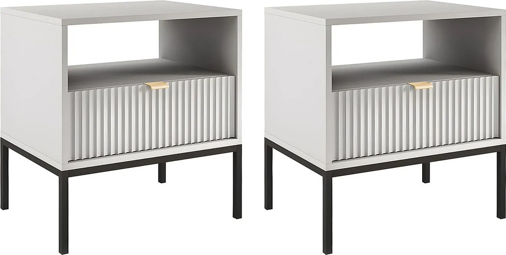 Zestaw 2 szafek nocnych z 1 szufladą i 1 wnęką - Szary - LIOUBA Pascala MORABITO