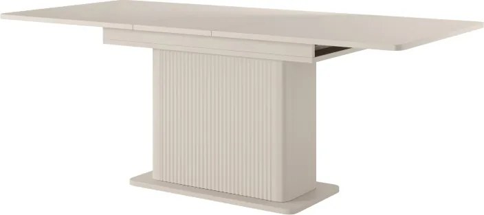 Beżowy Stół rozkładany LETNA M 160–200 cm ryflowana podstawa do jadalni i salonu