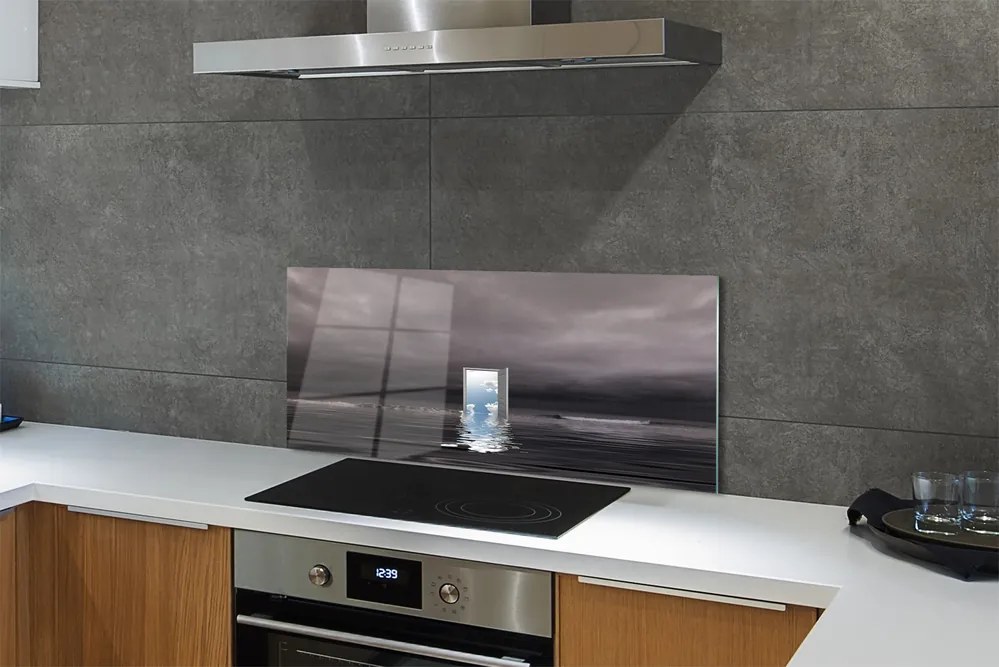 Szkło do Kuchni na Ścianę Drzwi na Granicy Morza i Nieba