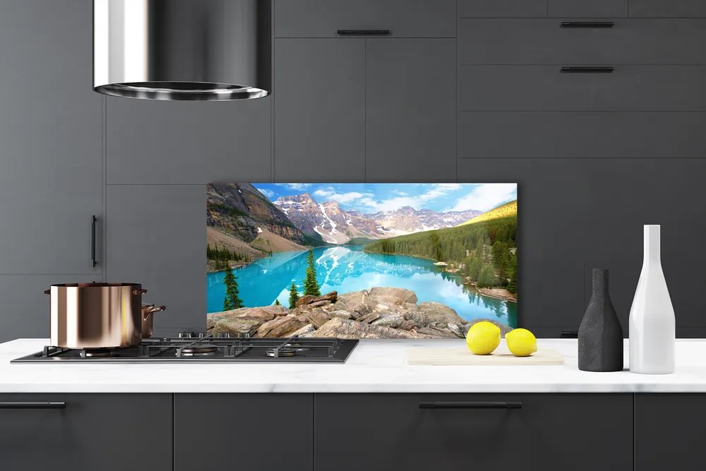 Panel Szklany do Kuchni Górska Panorama Z Jeziorem