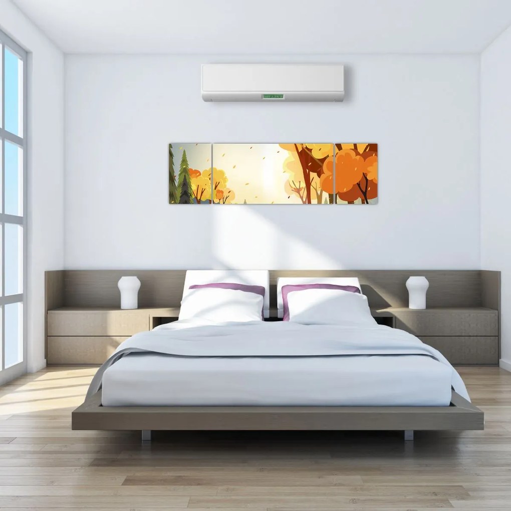 Obraz - Jesienny krajobraz, ilustracja (170x50 cm)