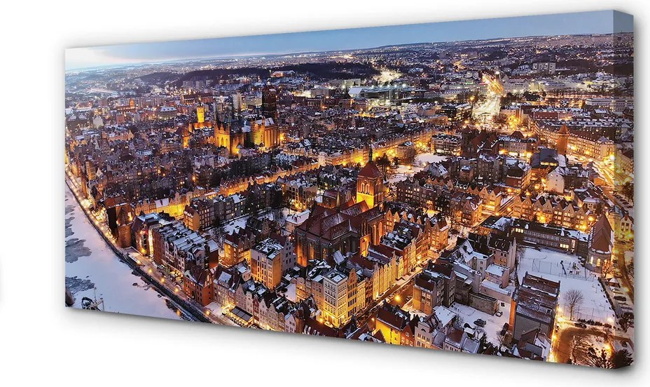 Obraz na płótnie Zimowy Gdańsk nad Motławą