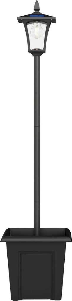 Outsunny Solarna lampa ogrodowa, odporna na warunki atmosferyczne, wysokość 160 cm, LED, 10 godz. oświetlenia, IP44, zewnętrzna, Czarna | Aosom PL