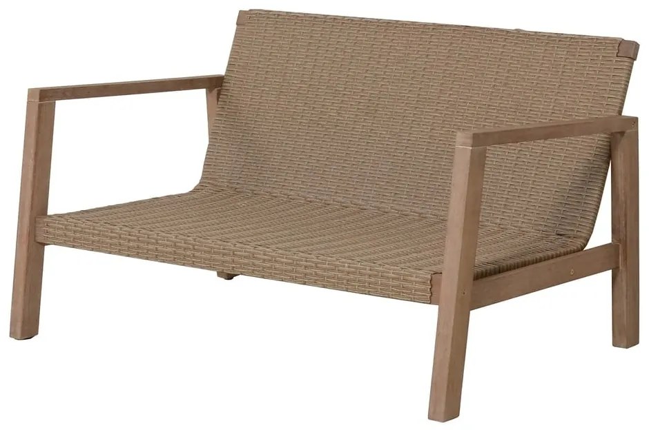 Beżowy zestaw mebli ogrodowych z litego drewna eukaliptusowego dla 4 osób San Mateo – Garden Pleasure