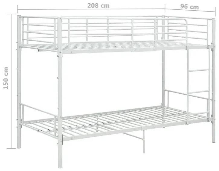 Białe Metalowe Łóżko Piętrowe 90X200 Cm G3-Z12