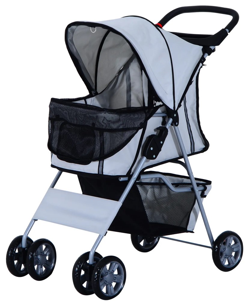 Outsunny Wózek dla Psa Kota Składany Srebrny Lekki do 15kg | Aosom PL