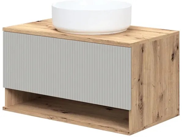 Nowoczesna szafka łazienkowa dab artisan + kaszmir E1-S71