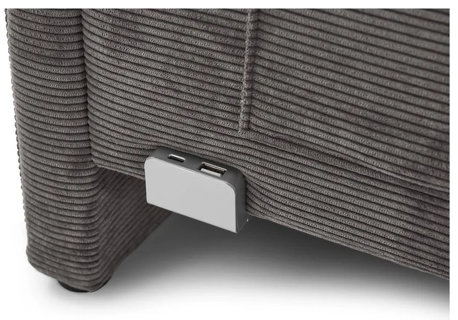 Antracytowe tapicerowane narożne łóżko dziecięce bez stelaża 120x200 cm Cool – Meise Möbel