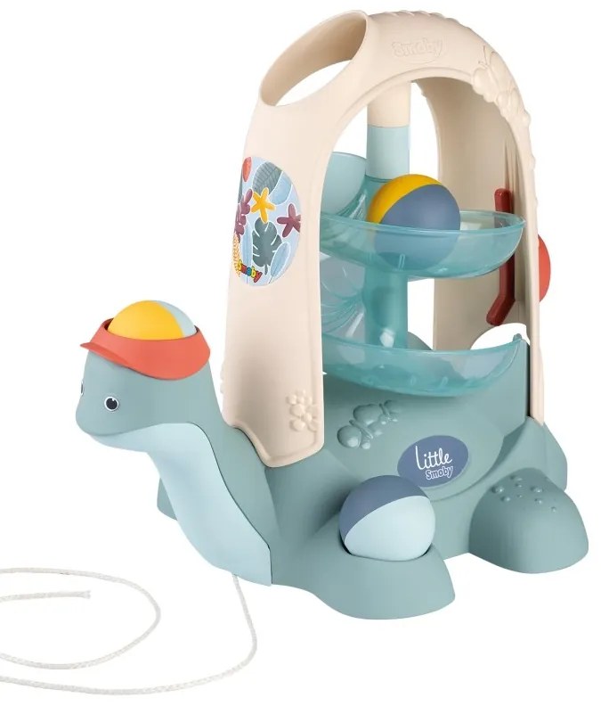 Smoby little żółw do ciągnięcia ze zjeżdżalnią dla piłeczek 12m+
