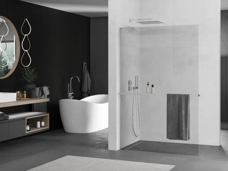 Mexen Kioto+ L ścianka prysznicowa z półką Walk-in 50 x 200 cm, transparent, chrom - 800-050-123-01-00