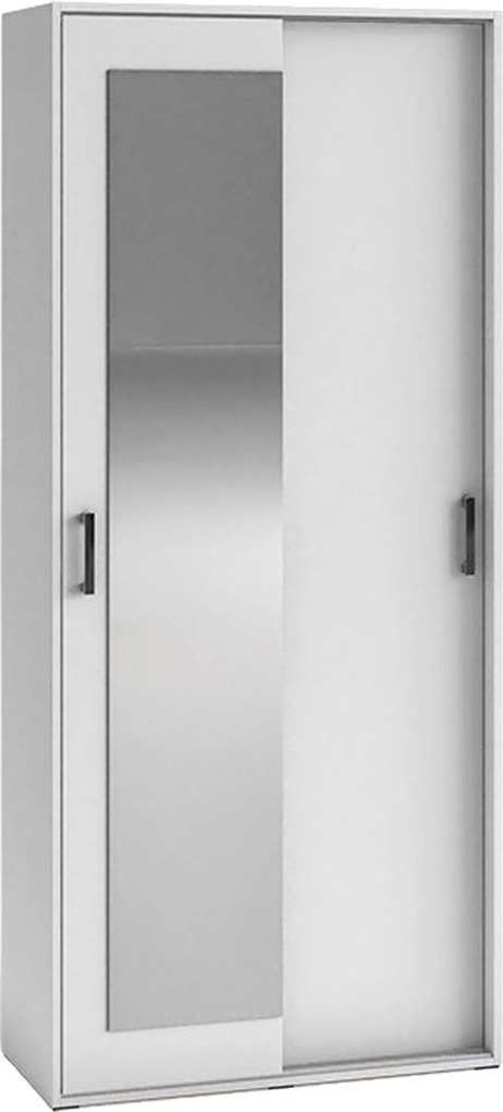 Masseno Garderoba BENVENO 90 cm, Modna Szafa z lustrem do Przedopokoju, Biała