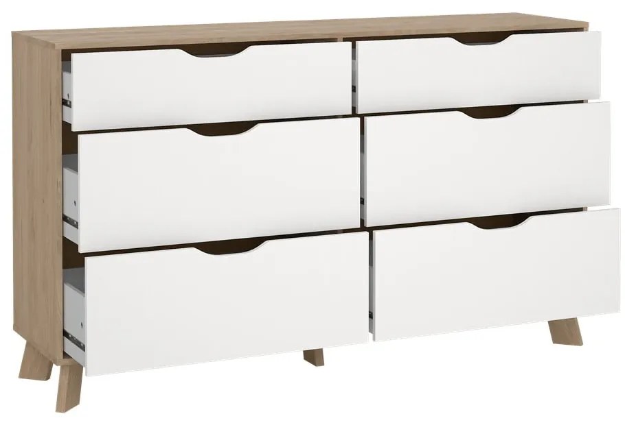 Biało-naturalna komoda w dekorze dębu 156x92x40 cm Ikast – Tvilum
