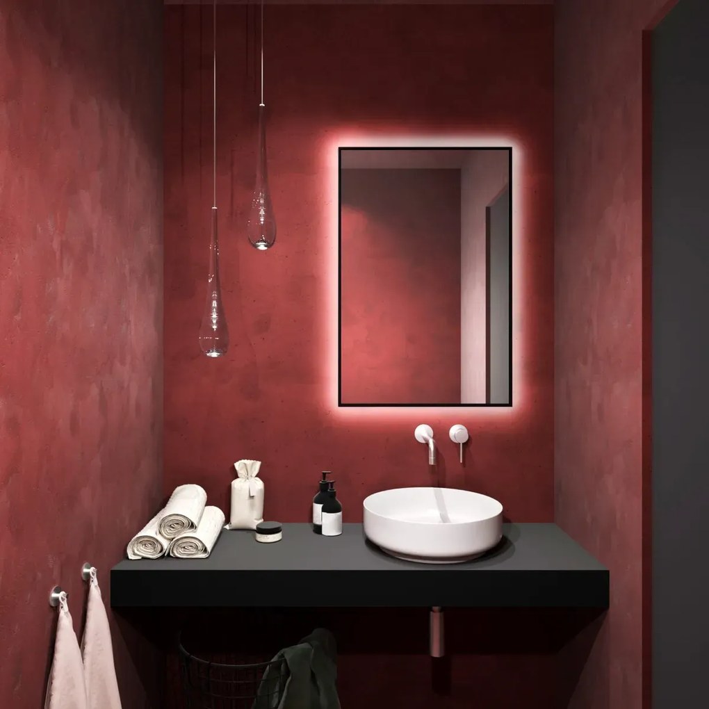Lustro łazienkowe LUMO 90x60cm czarne z oświetleniem LED BALTICA DESIGN