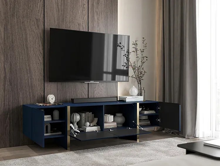 Granatowa długa szafka rtv Z8-H36