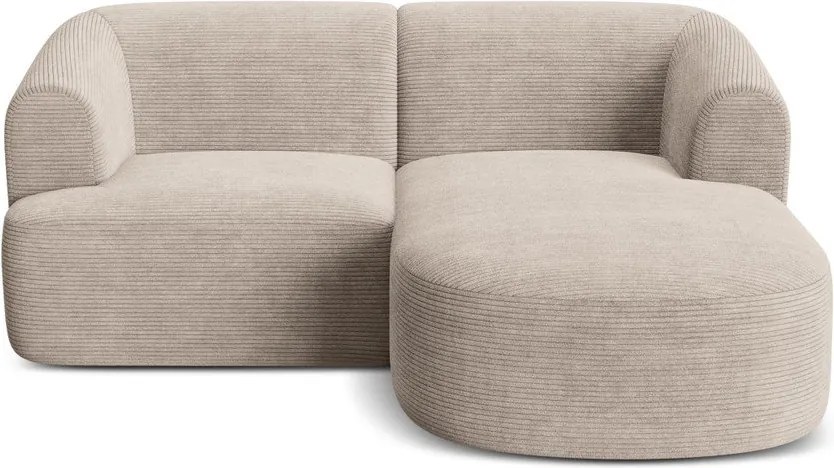 Jasnobrązowy sztruksowy narożnik (prawostronny/z szezlongiem) Campi – Cosmopolitan Design