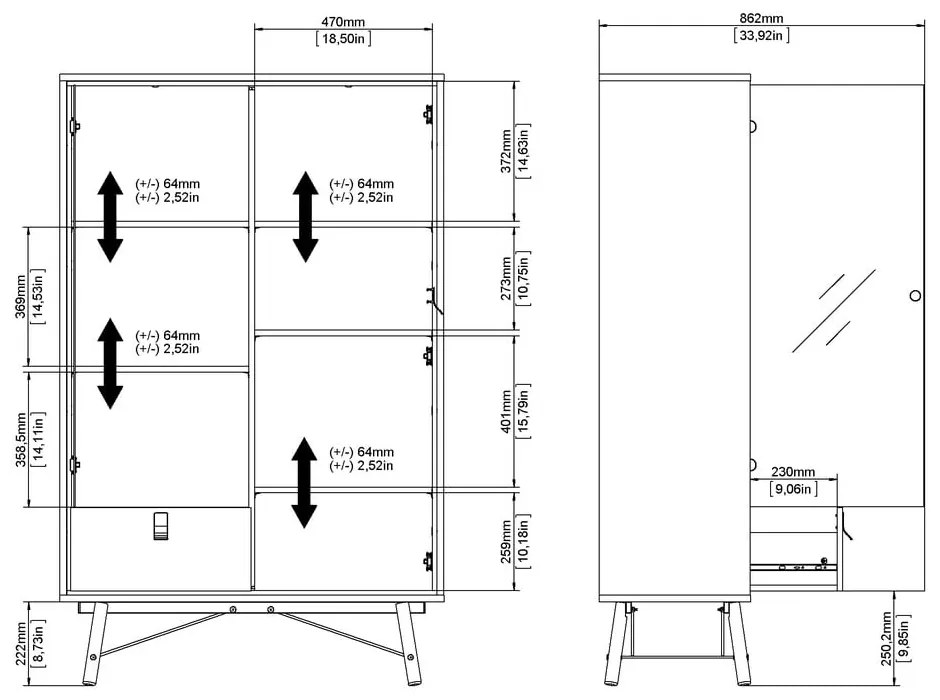 Witryna w dekorze dębu w naturalnym kolorze 102x162x40 cm Ry – Tvilum
