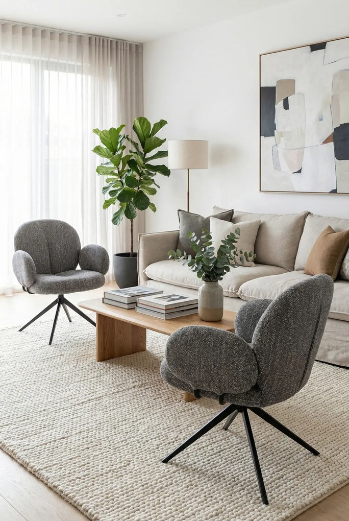 Popielate krzesło z obrotowym siedziskiem L7-K04